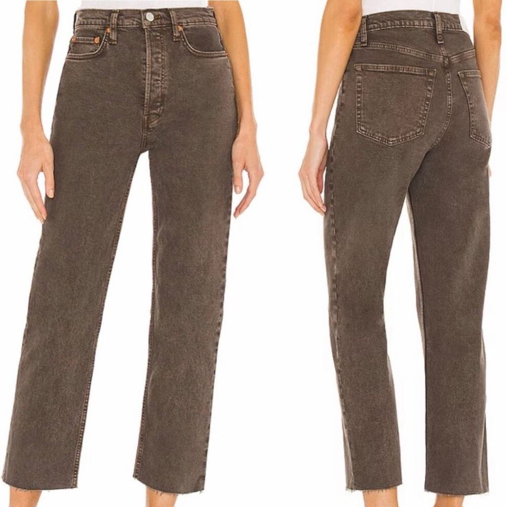 Re/Done High Rise Loose Crop Jeans in Light Cocoa Wash Size 27